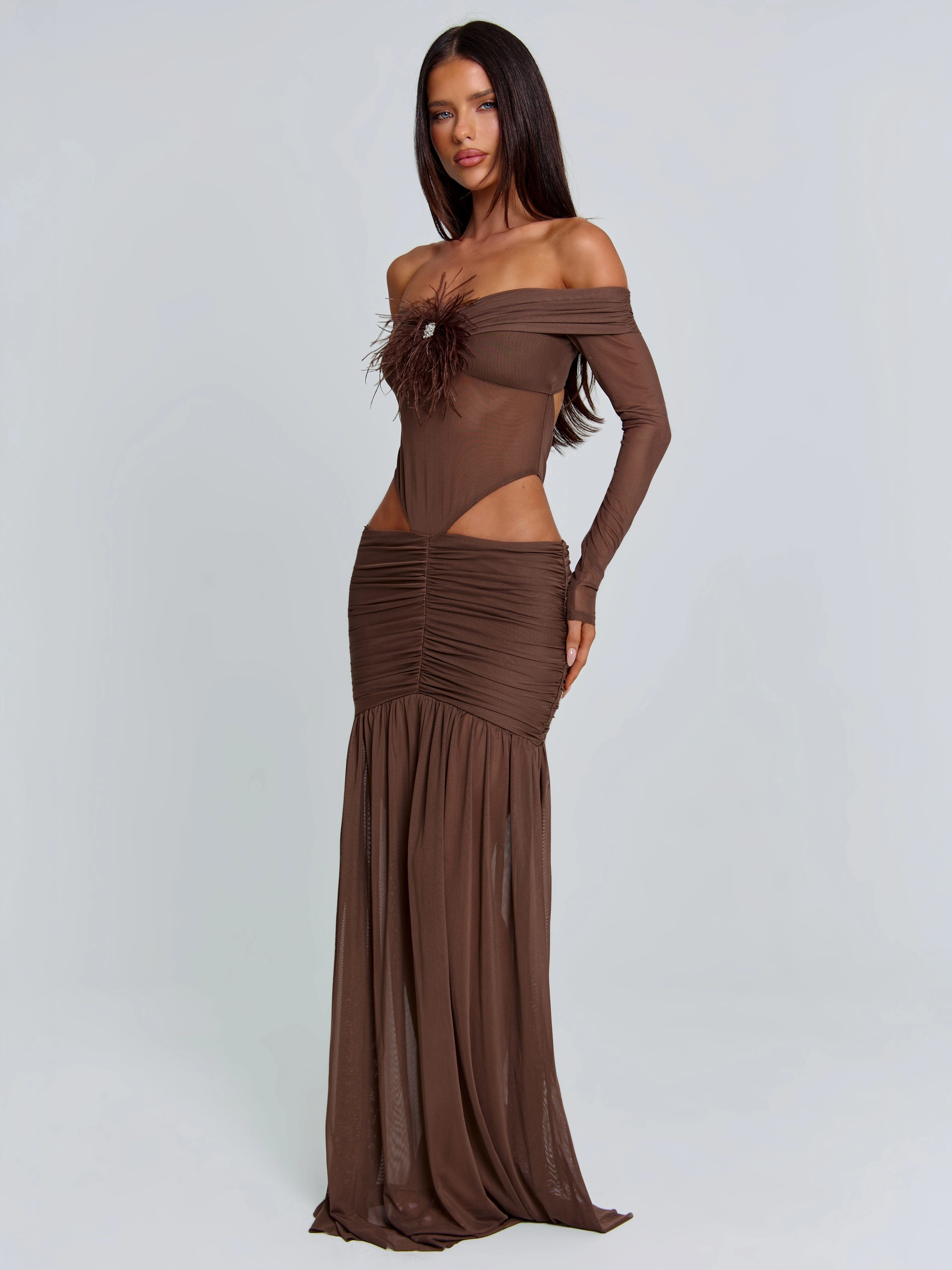 ANGELAE MAXI DRESS CHOCOLATE BROWN Birthday-Celebration