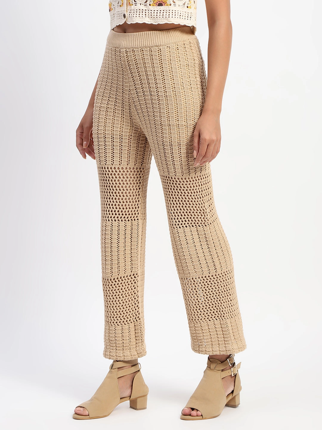 Layered Protection Madame Brown Cotton Crochet Trouser