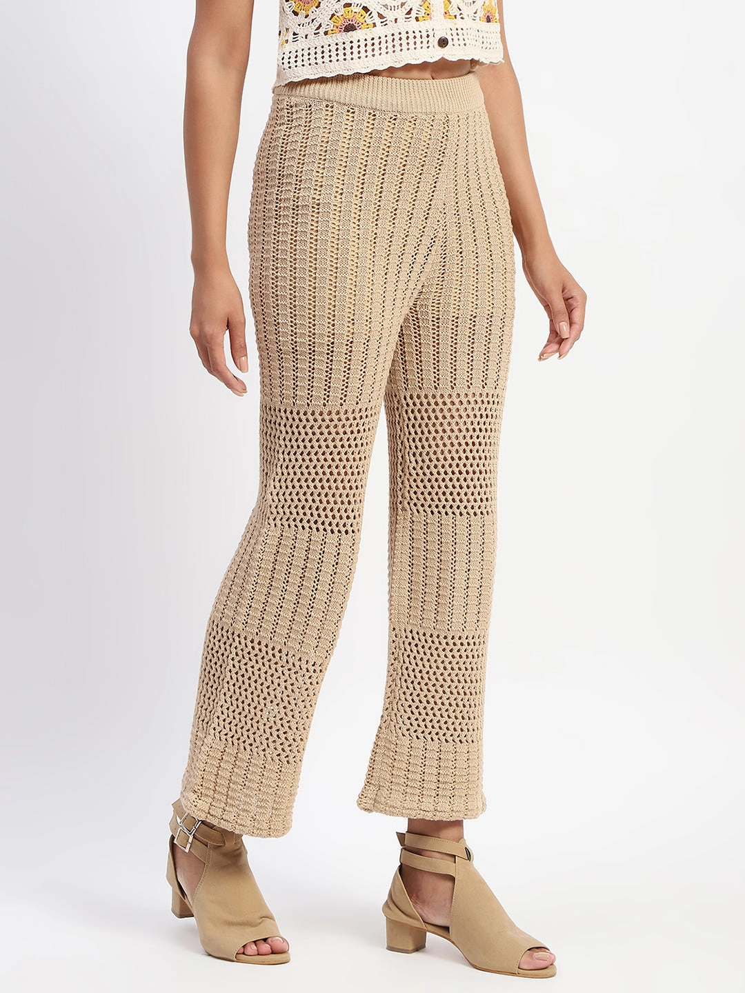 Madame Brown Cotton Crochet Trouser Wide fit Outdoor Essentials