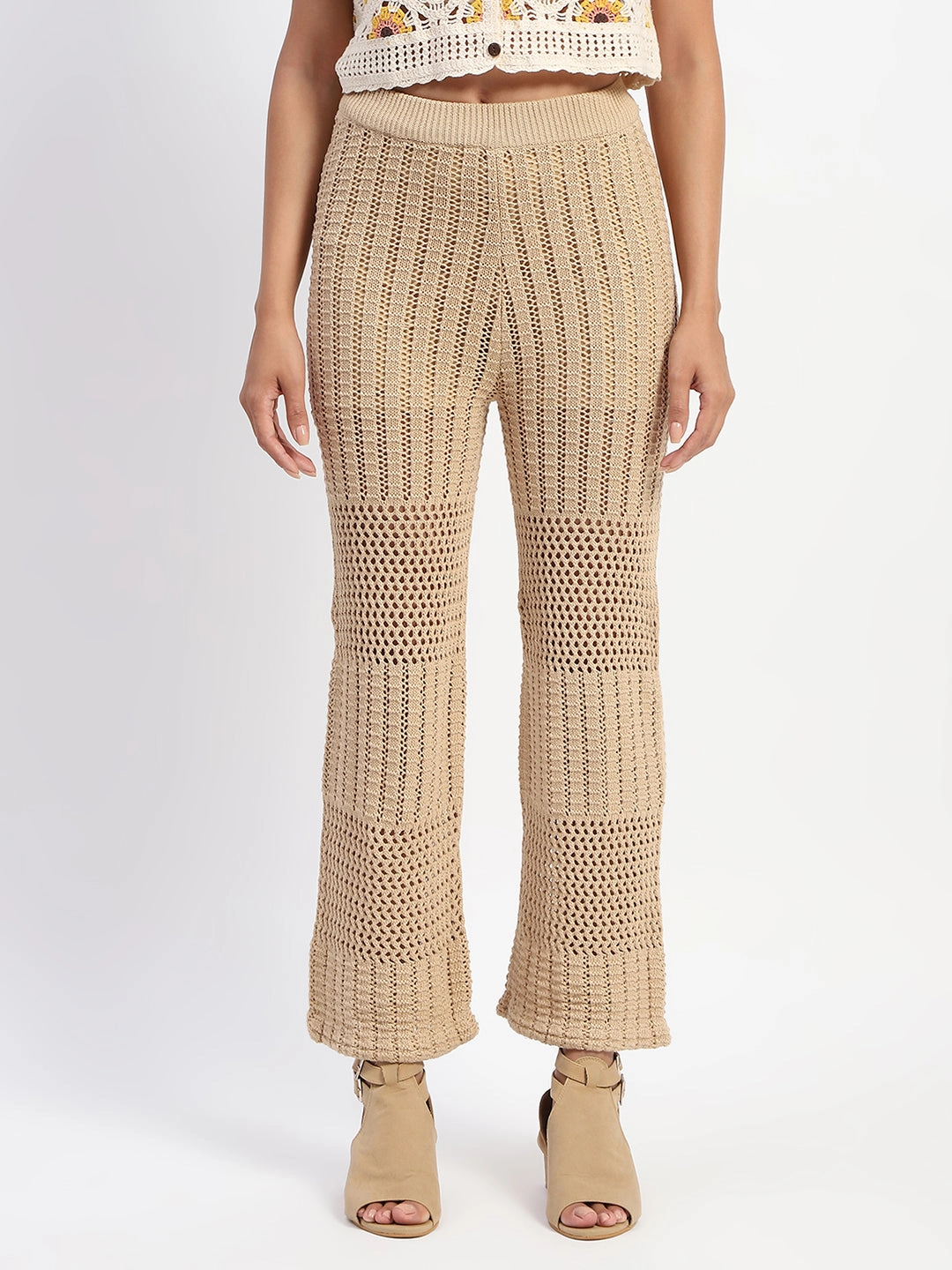 Madame Brown Cotton Crochet Trouser All-Purpose Wear