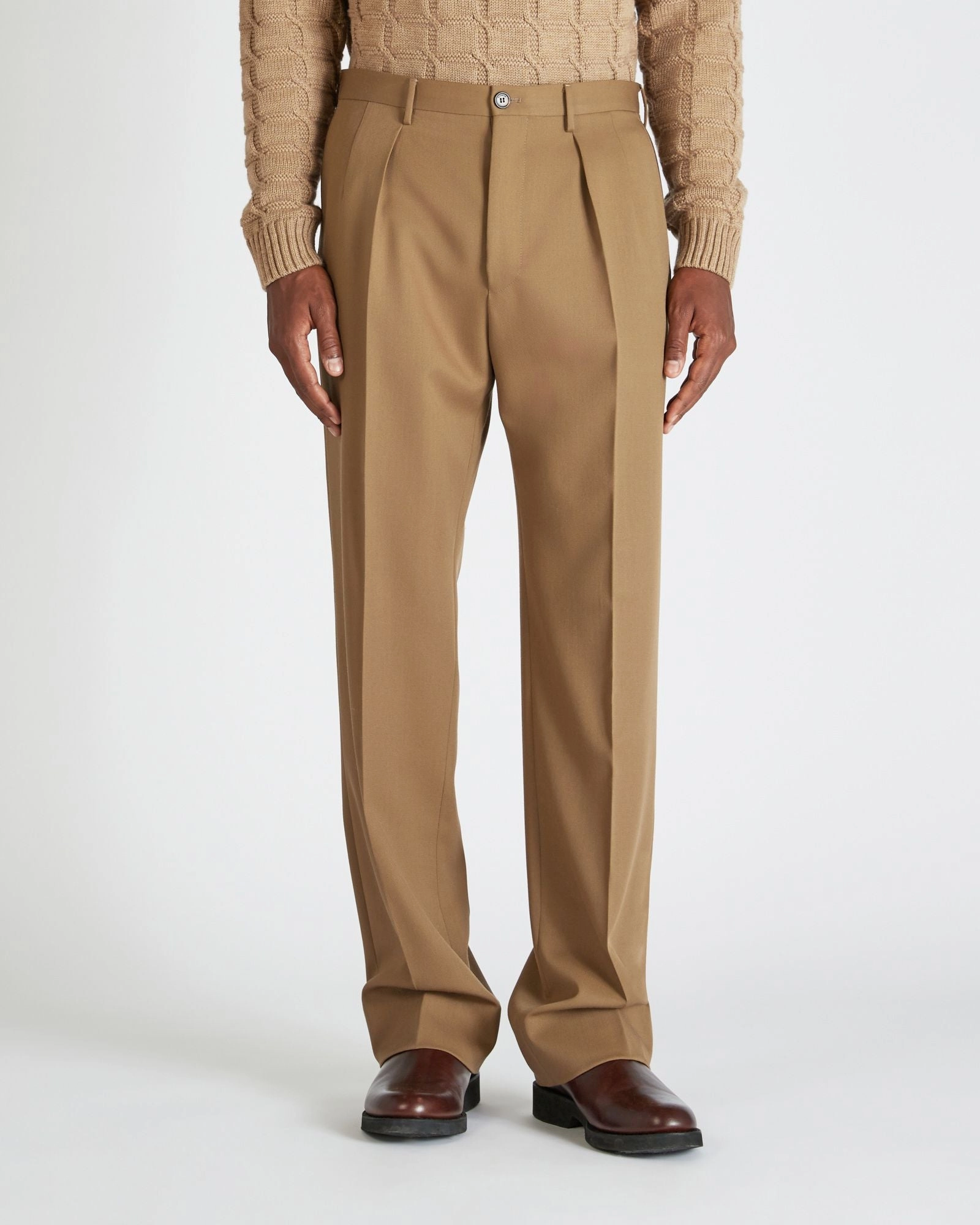 Relaxed fit wool gabardine trousers Quick Layer