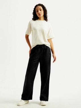 Everyday Ease Women's Black Straight Fit Mid Rise Trousers
