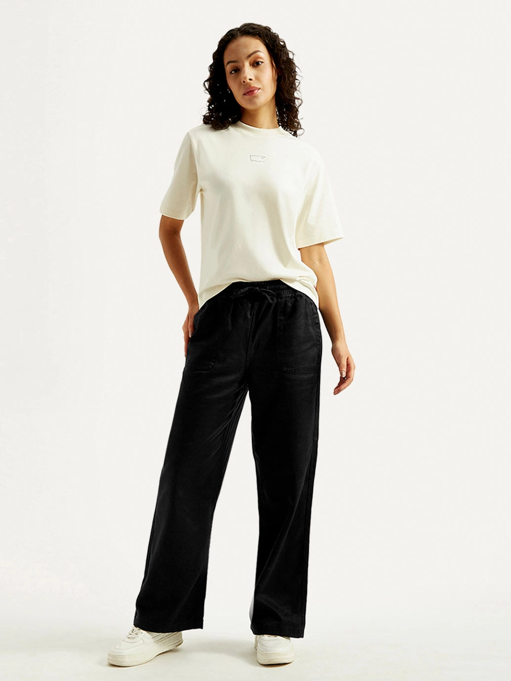Everyday Ease Women's Black Straight Fit Mid Rise Trousers