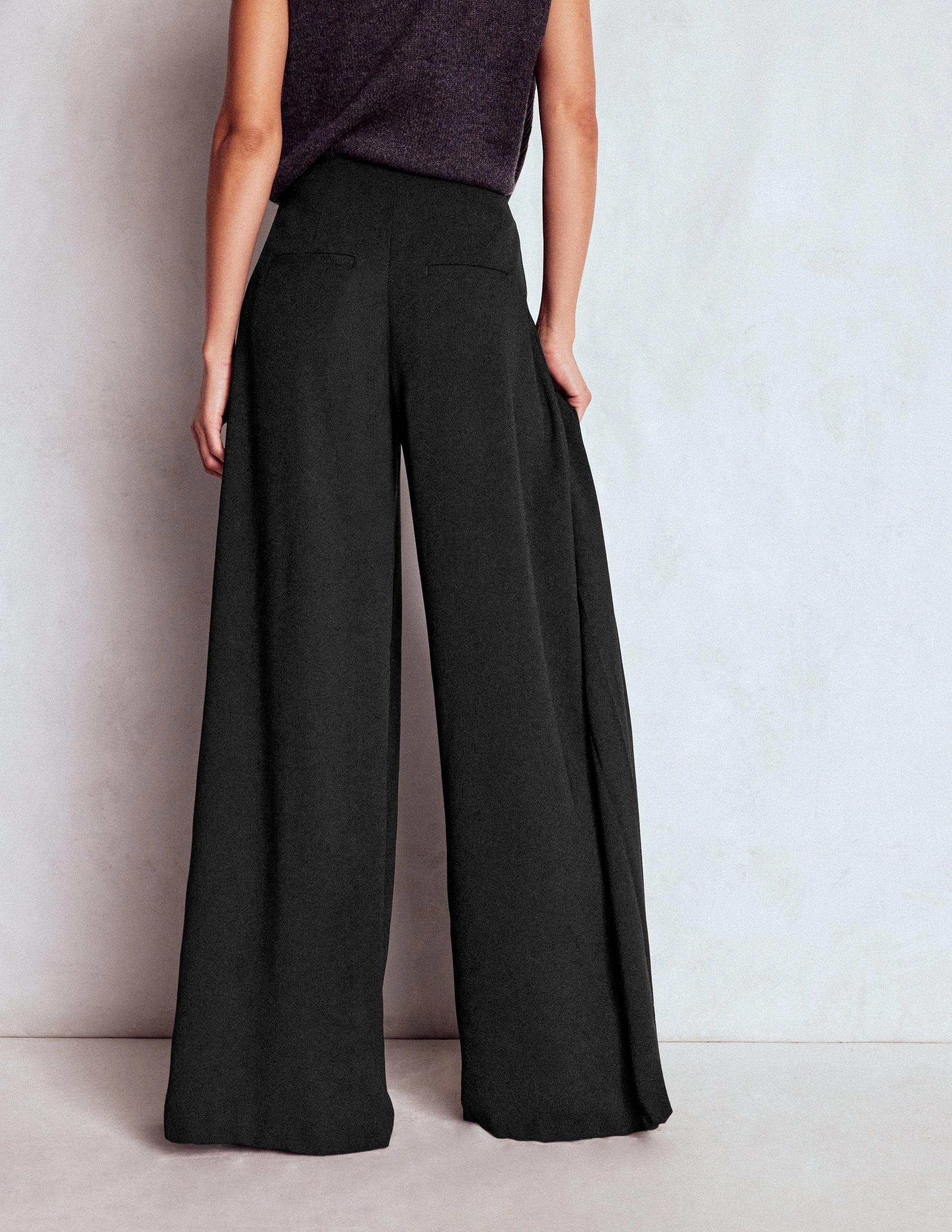 Regent Wide Leg Trousers-Black Light Fabric Air Flow