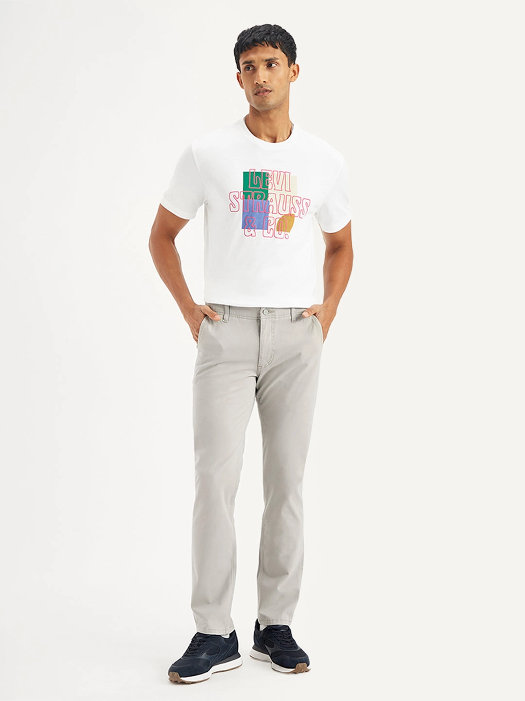 Soft Design QuickDryTechnology Men's Grey Slim Fit Chinos