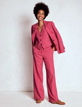 RecyclablePackaging Flexible Leg Belgravia Wool Trousers-Red and Pink Wide Herringbone