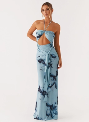 Relaxed-fit gown Antonia Maxi Dress - Black Blue Floral