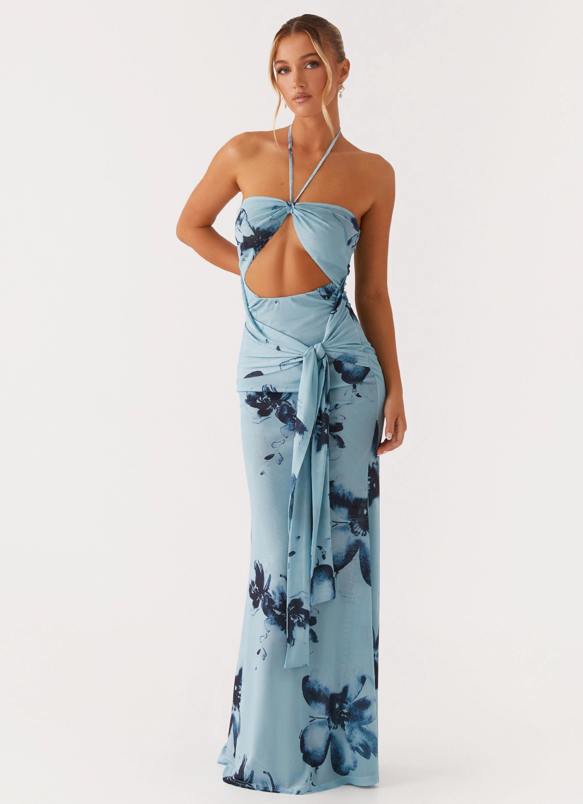Relaxed-fit gown Antonia Maxi Dress - Black Blue Floral