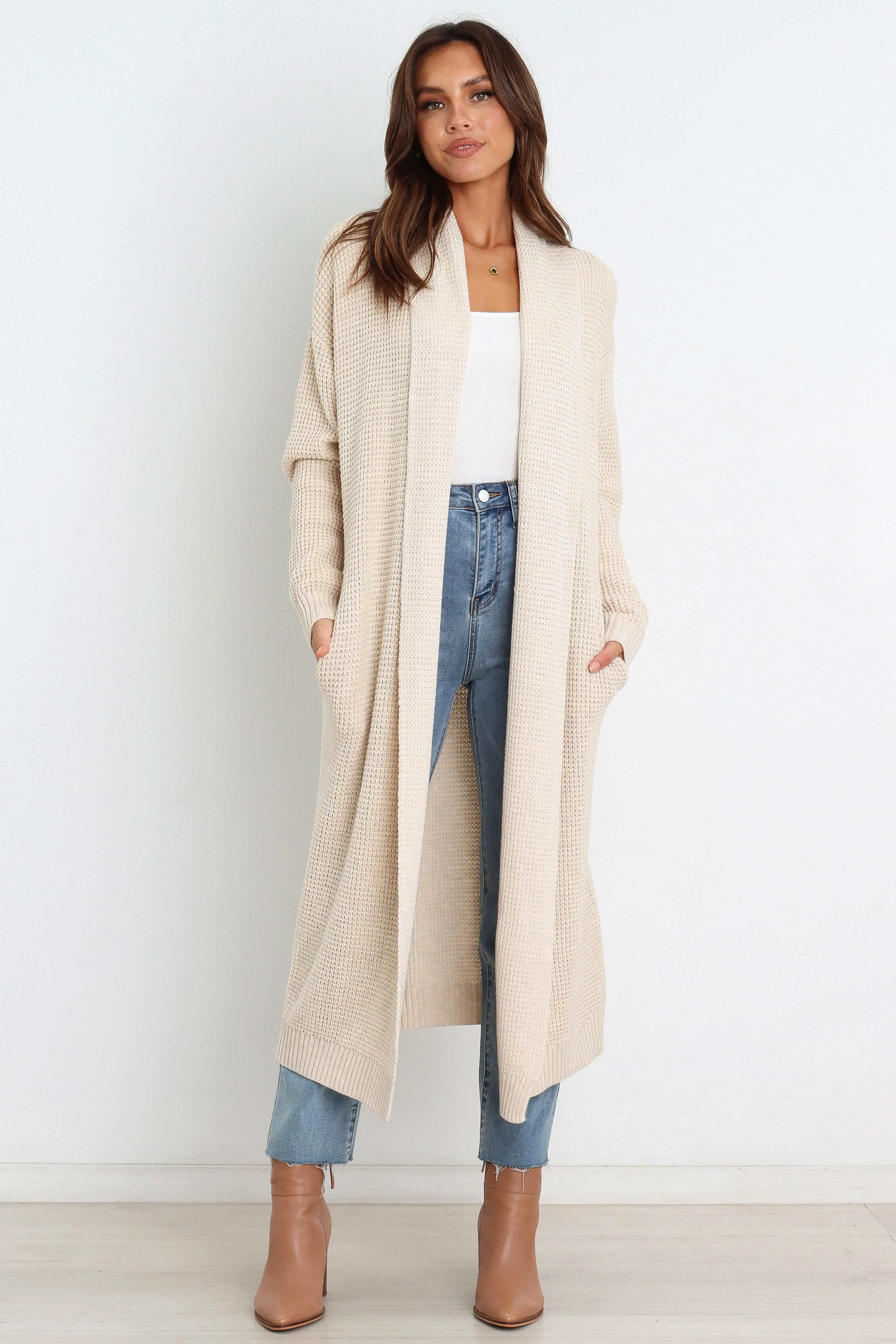 Crew Neckline Lagos Cardigan - Cream