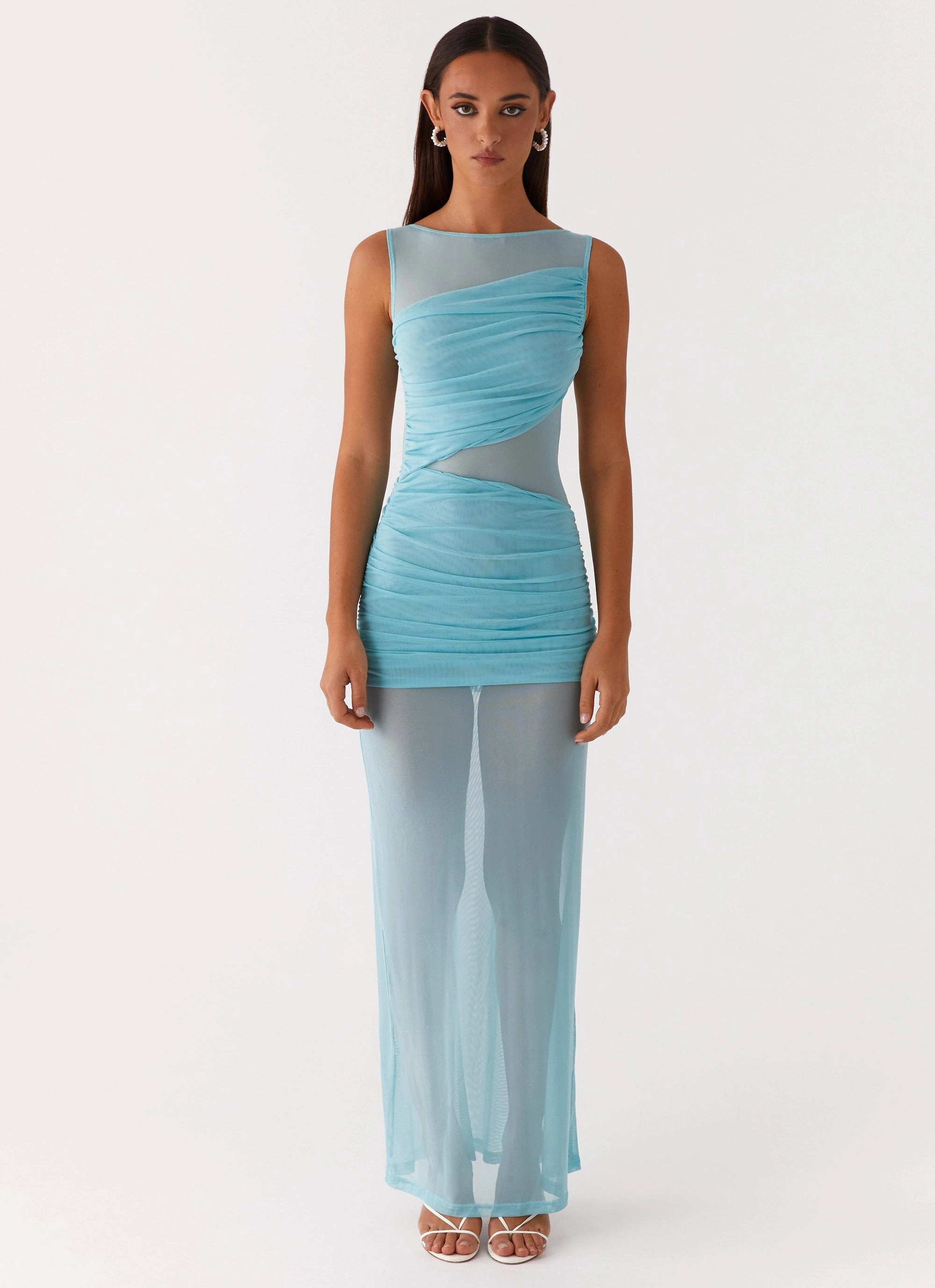 Apollo Maxi Dress - Aqua Clasp-Closure Timeless Beauty