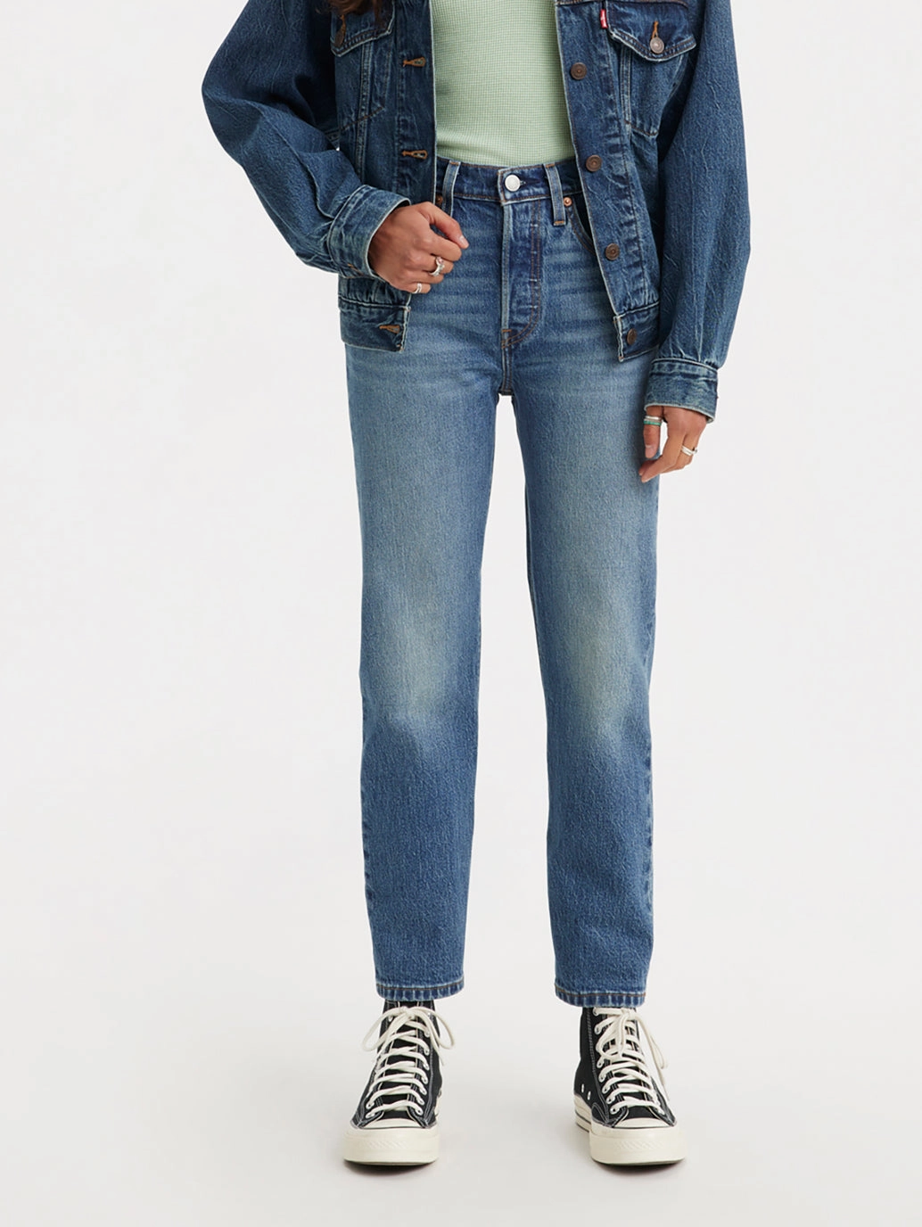 Perfect Match Women's 501 Blue Straight Fit Mid Rise Jeans