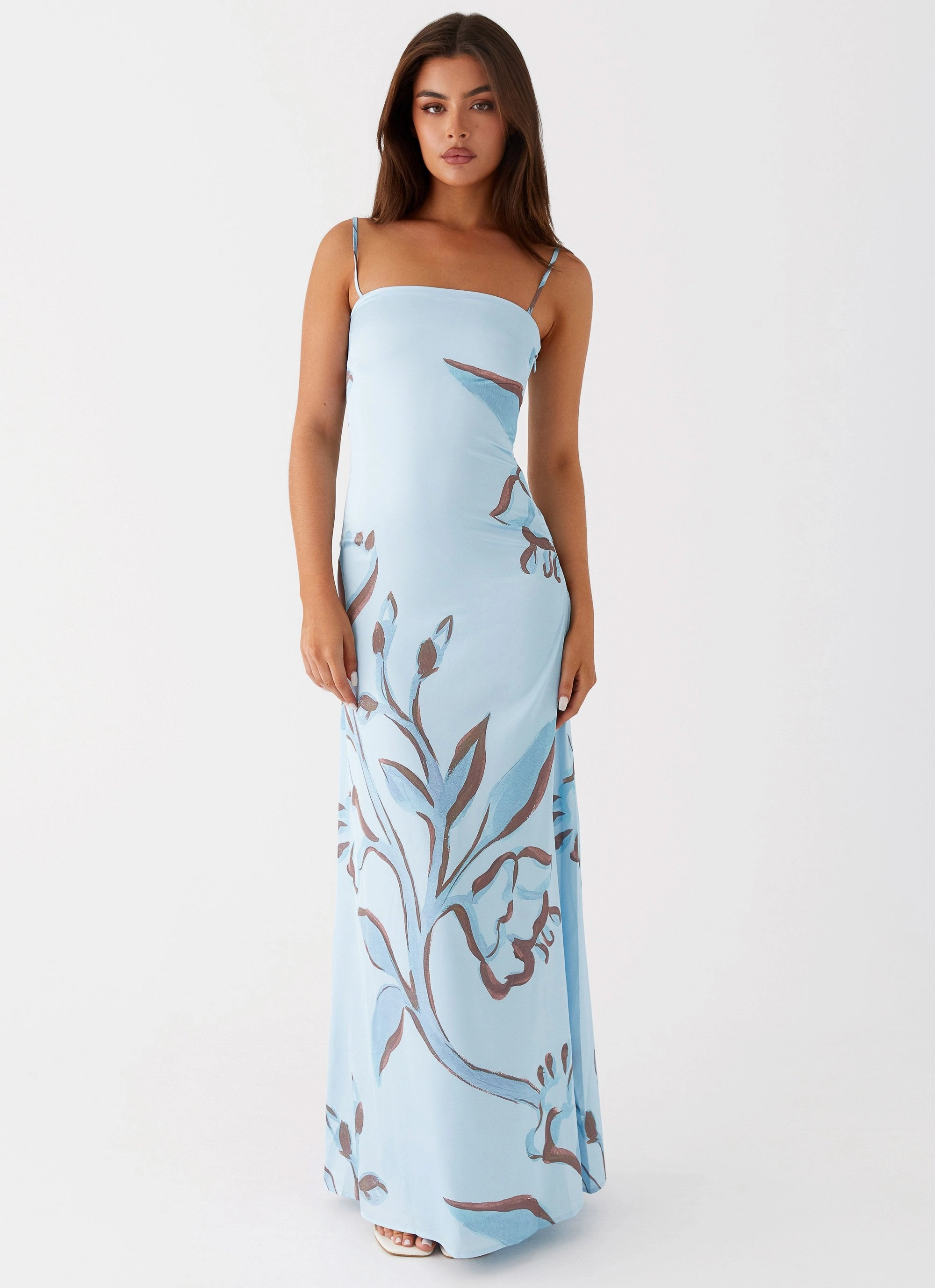 Sleek Touch Aster Bloom Maxi Dress - Blue Floral