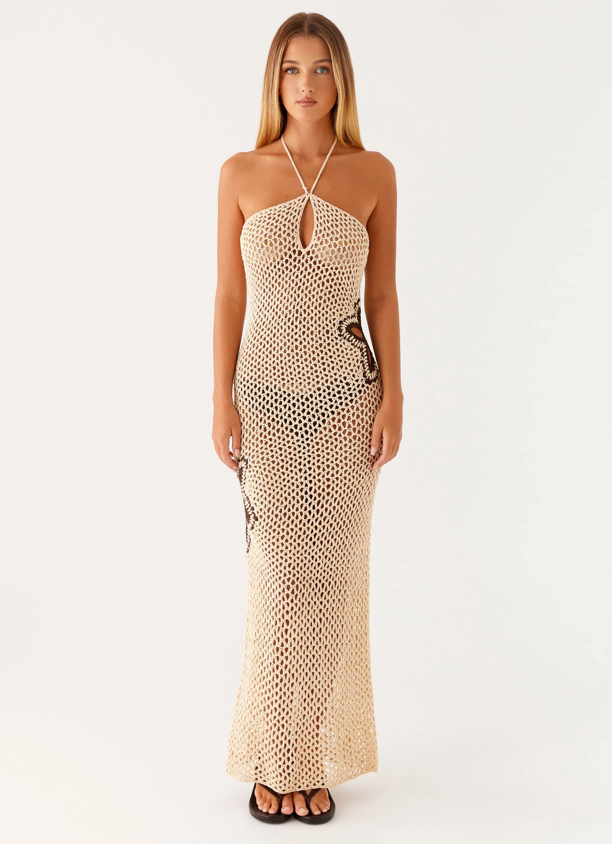Perfect Wear Cozy And Stylish Aster Crochet Maxi Dress - Pastel Yellow