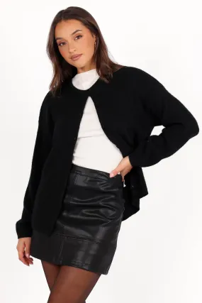 Astor Classic Button Up Cardigan - Black Soft Material