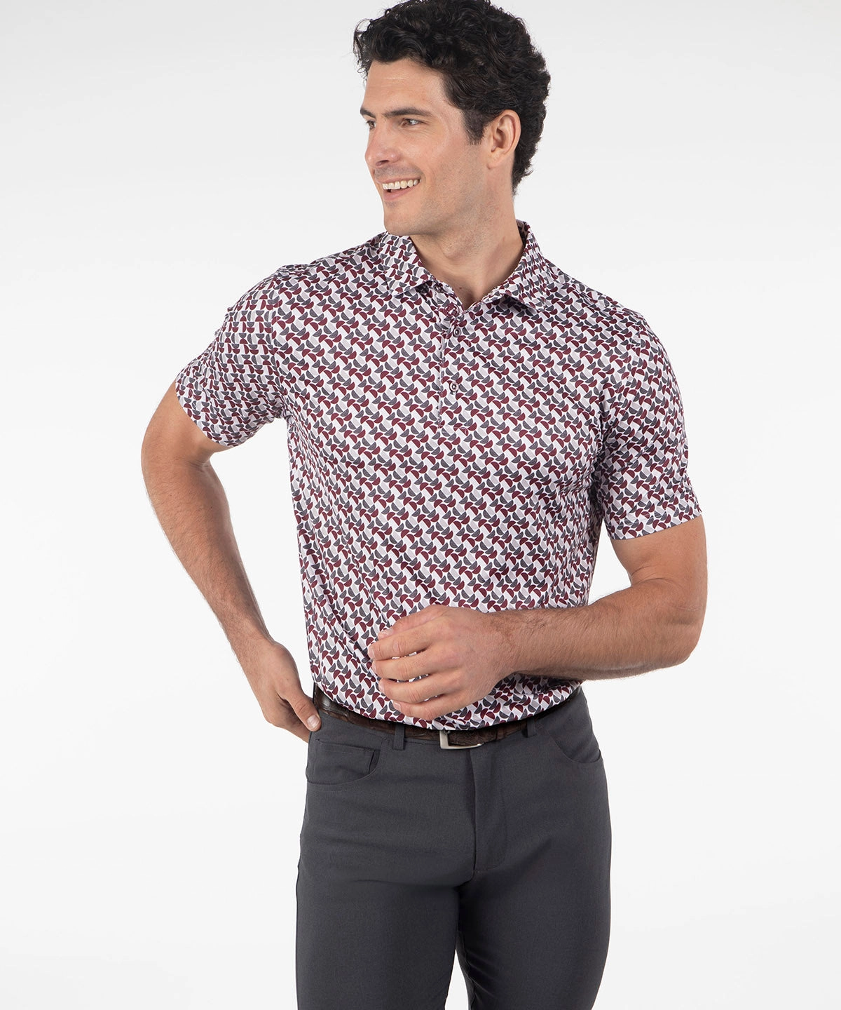 Sporty Style Performance Biltmore Print Short-Sleeve Polo