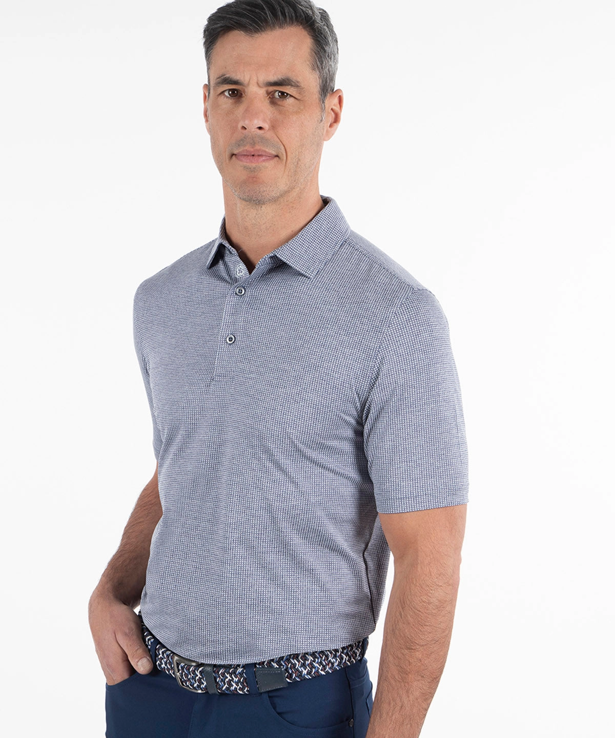 Seamless Shoulder Performance Gingham Jacquard Polo