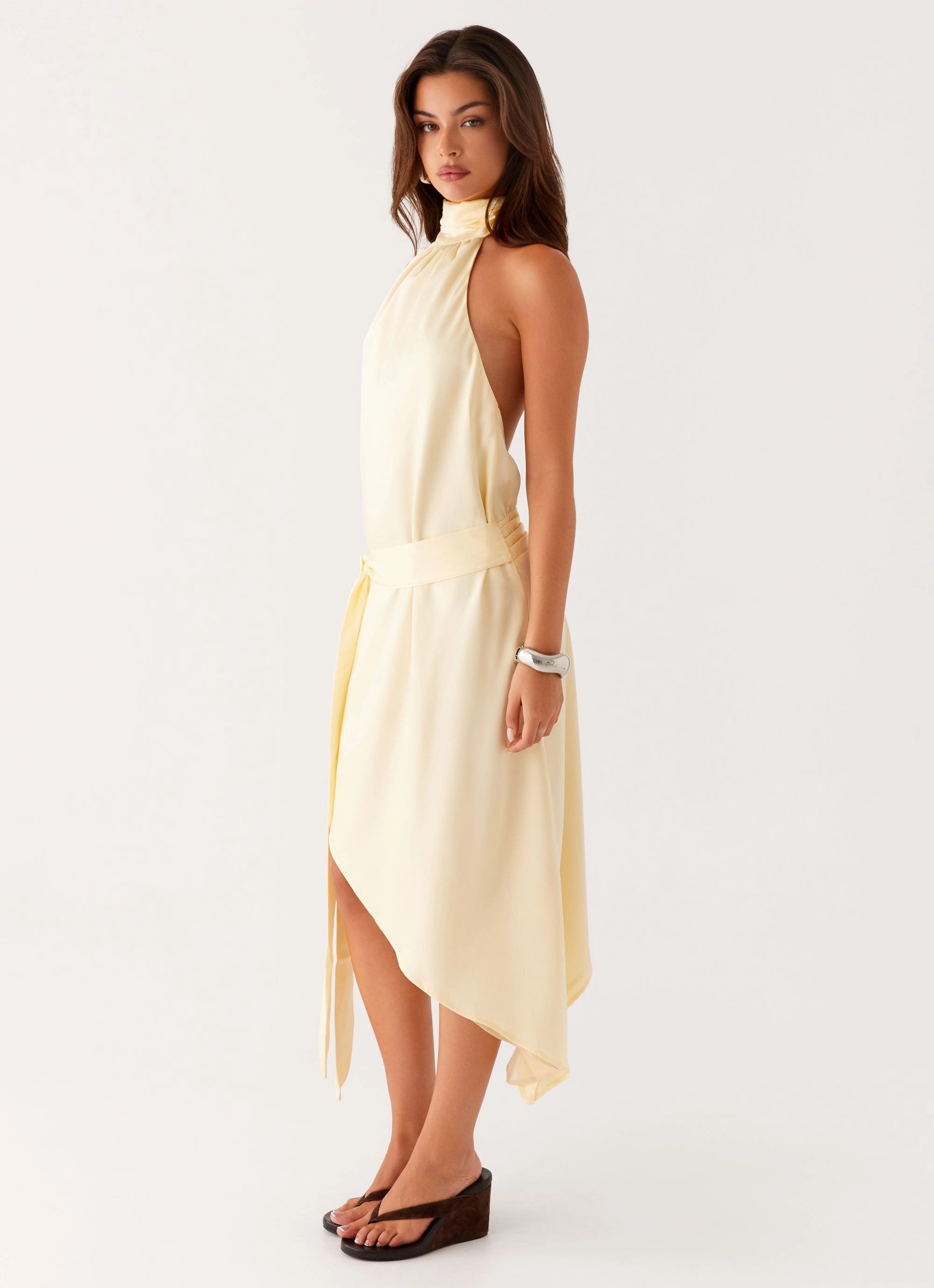 Atlantic Midi Dress - Yellow Comfortable Waistband