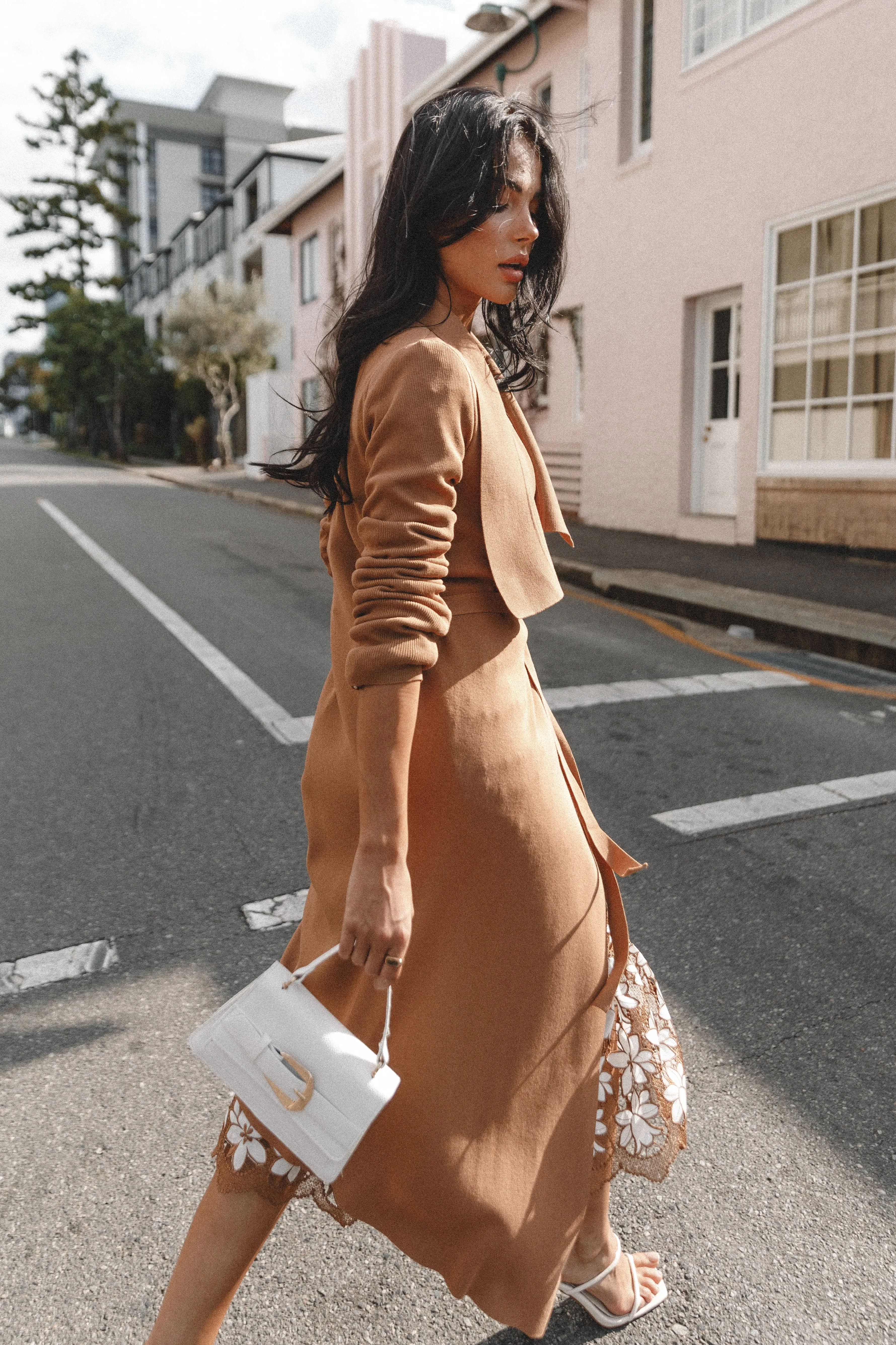 Audrina Cardigan - Camel Casual Draping Outer Comfort