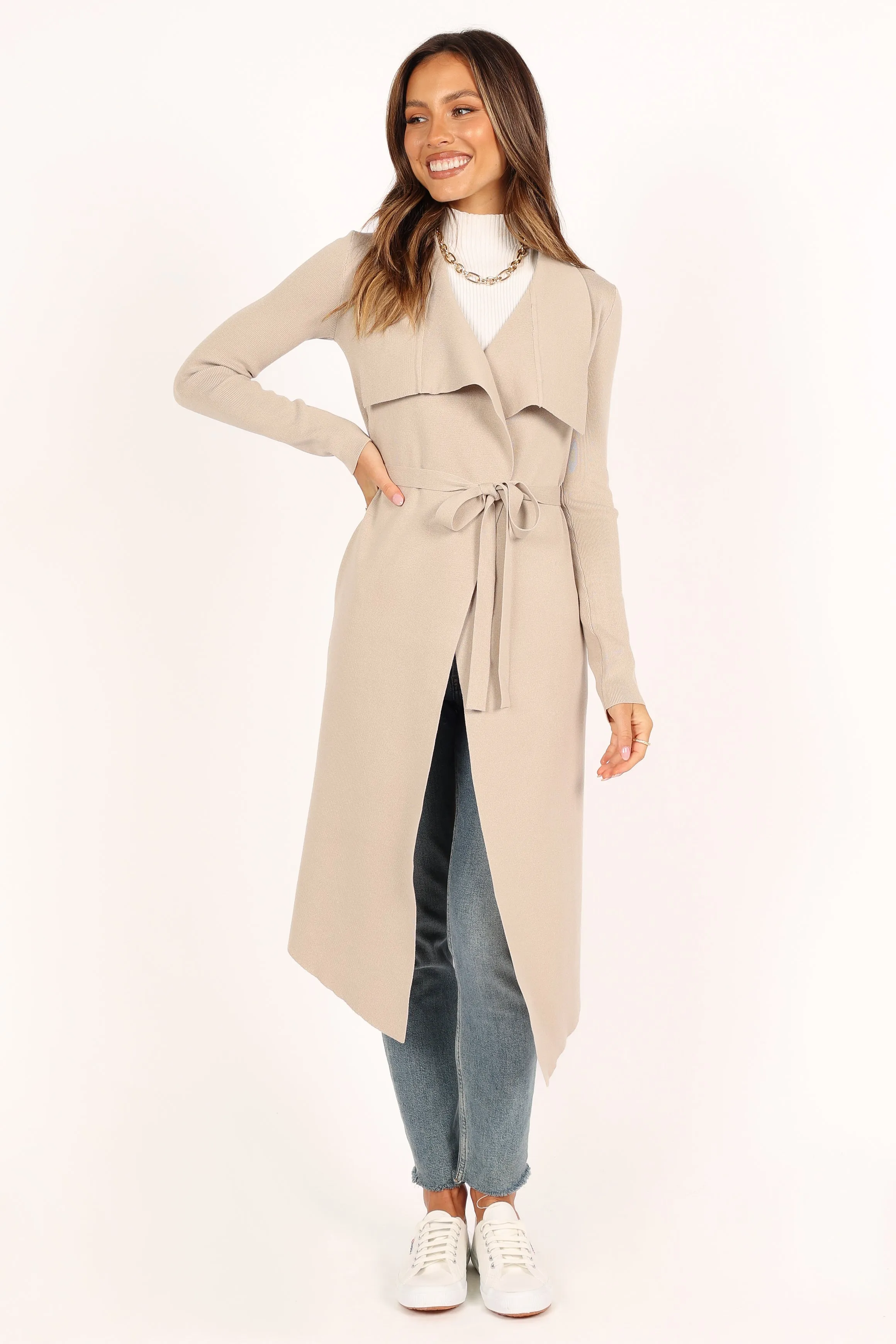 Audrina Cardigan - Stone Neutral Tone Colorfast Guide