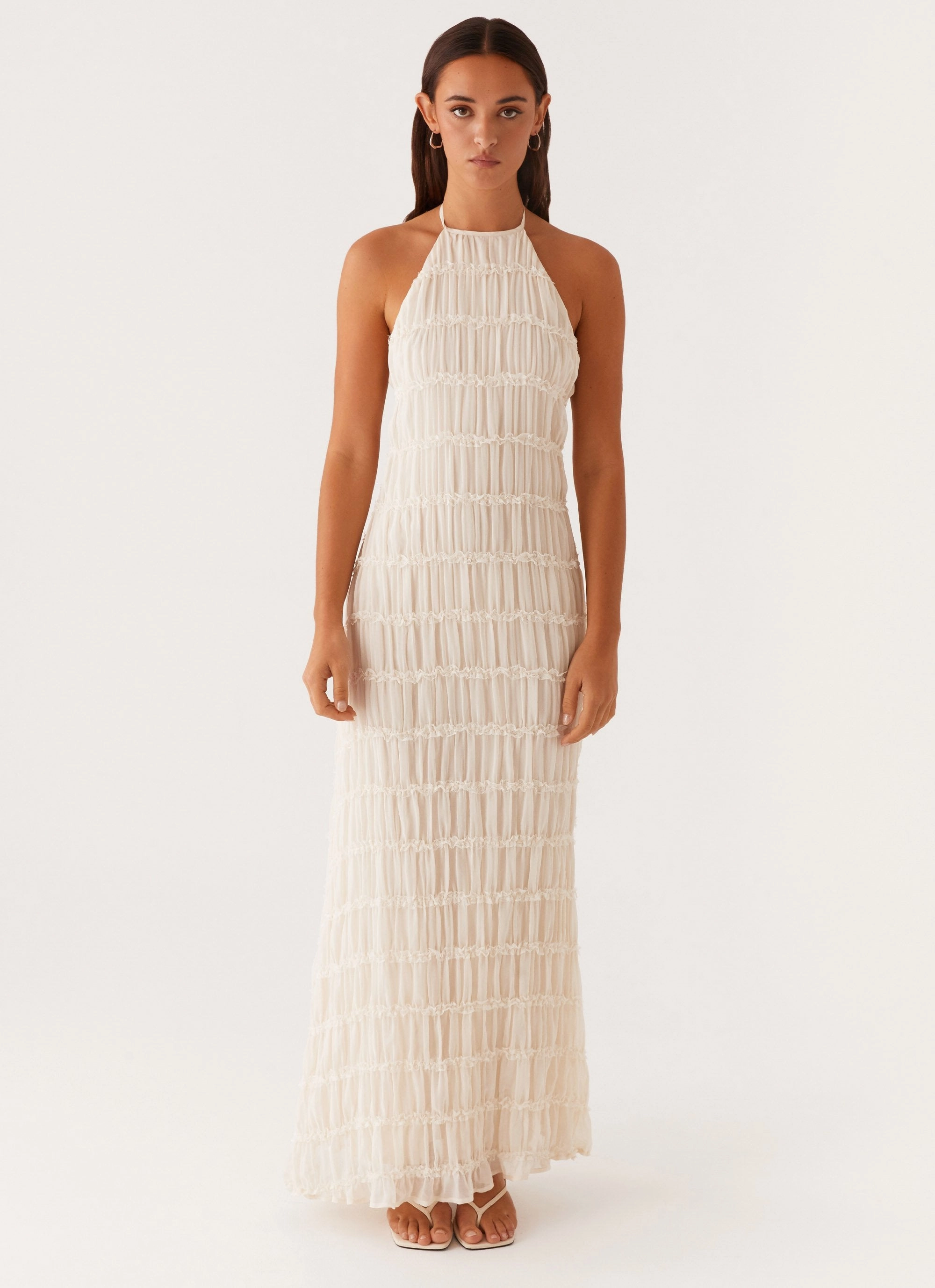 Lightweight and Breezy Comfortable Layering Aullie Maxi Dress - Ivory