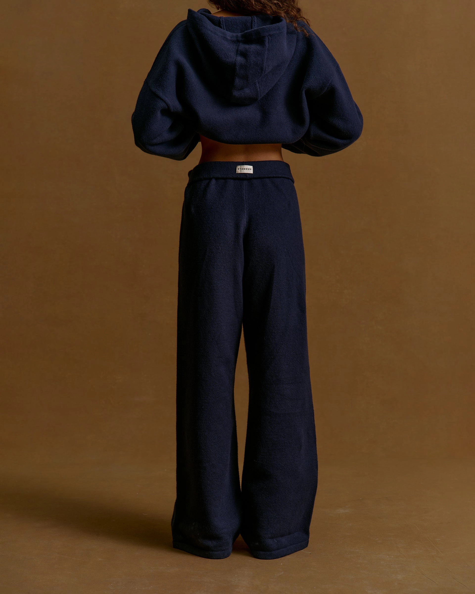 Practical Comfort Varsity Knit Straight Leg Sweatpants - Navy Blue/Marshmallow White