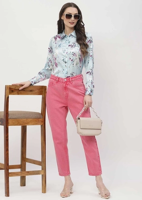 Go To Outfit Madame Mid Rise Pink Mom Fit Jeans