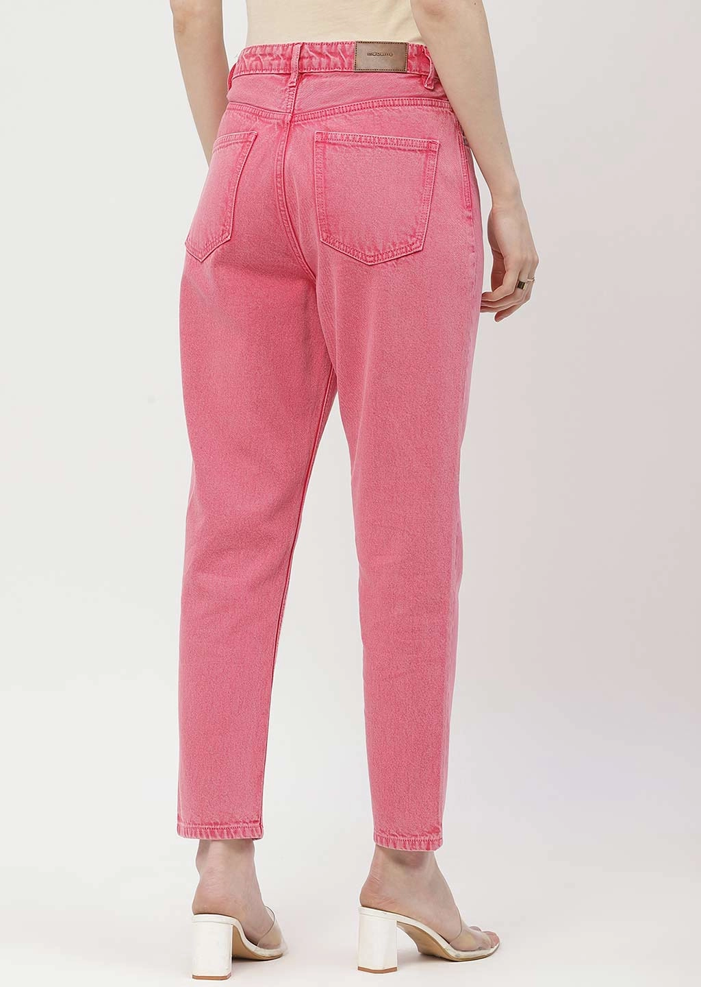 Wardrobe Fit Classic Wear Slim Madame Mid Rise Pink Mom Fit Jeans