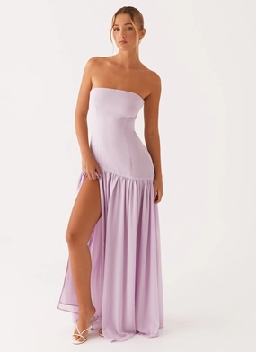 Eden Strapless Maxi Dress - Lilac Silky Form Transitional-Wear