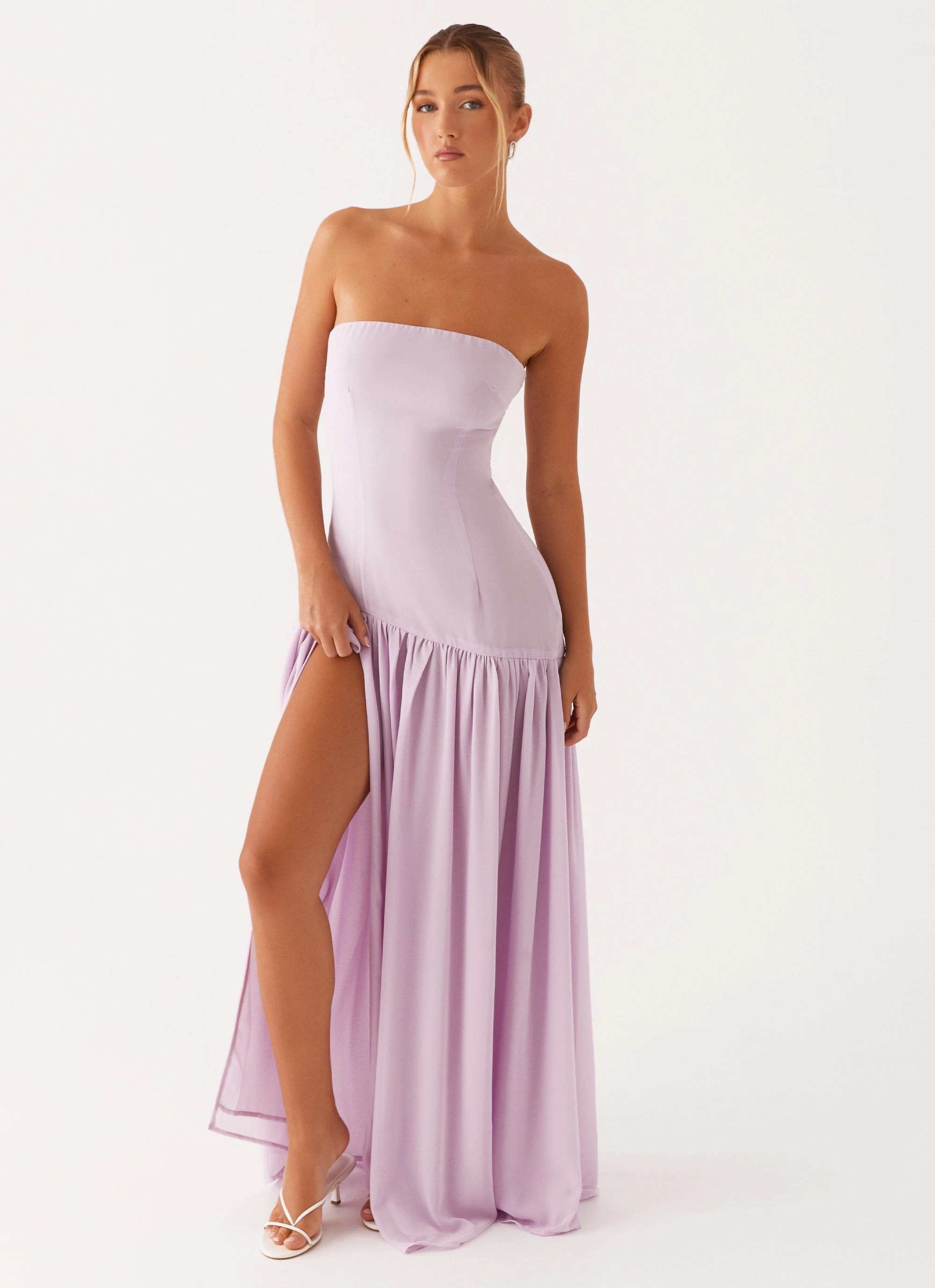Eden Strapless Maxi Dress - Lilac Silky Form Transitional-Wear