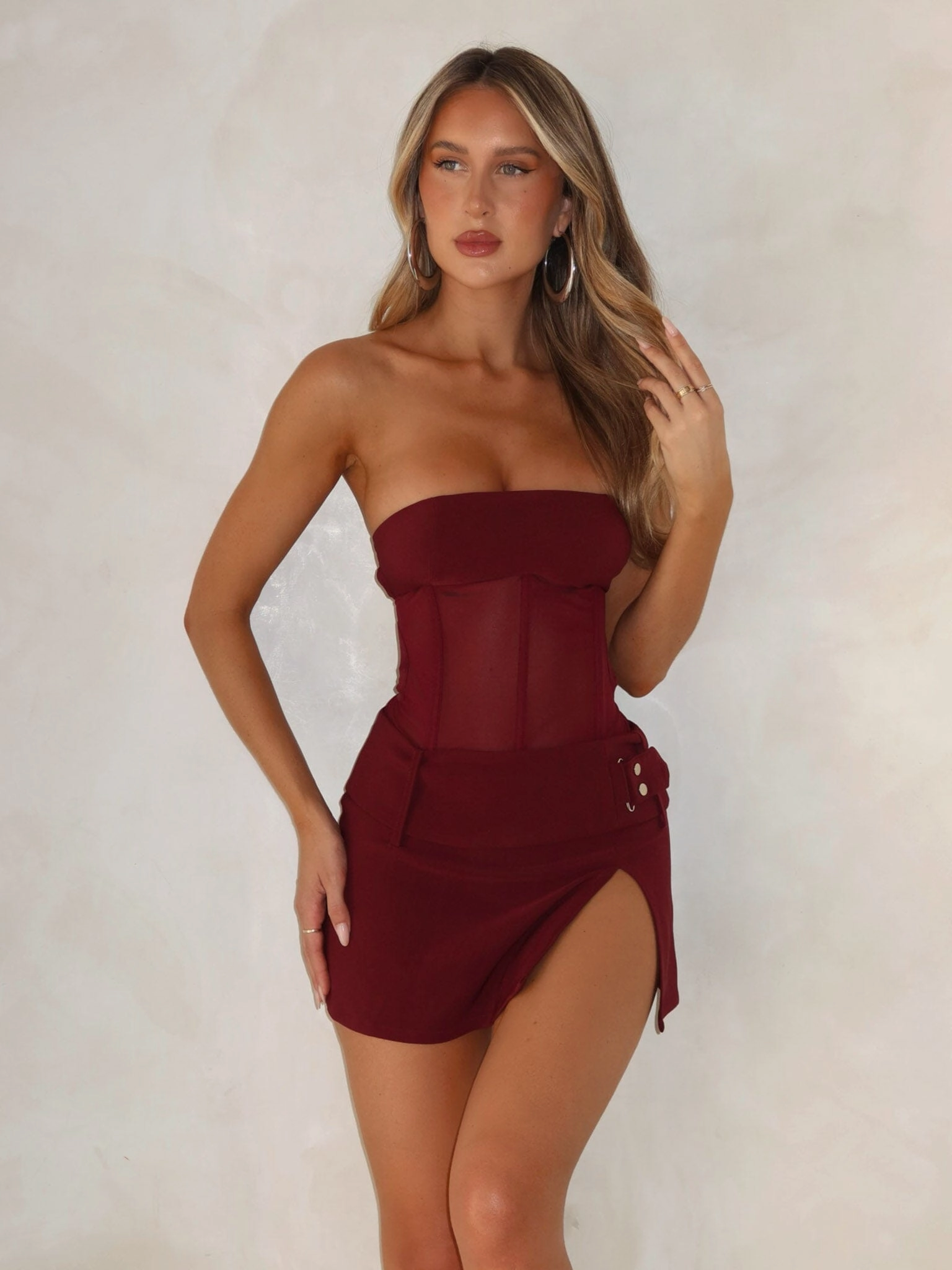 Dressy Glow BEAU MINI DRESS BURGUNDY