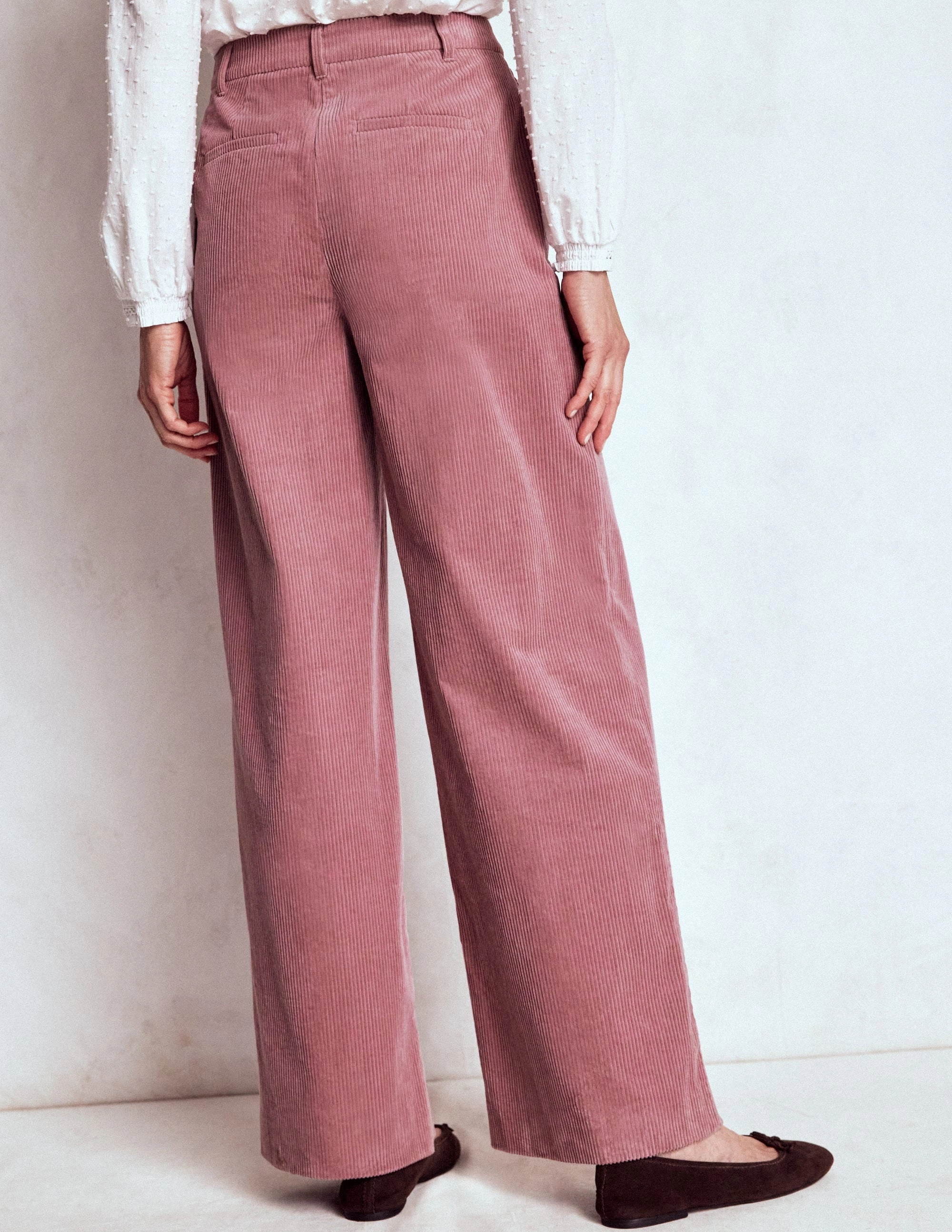 Easy Flex Design SmoothZipper Belgravia Cord Trousers-Blushing Rose