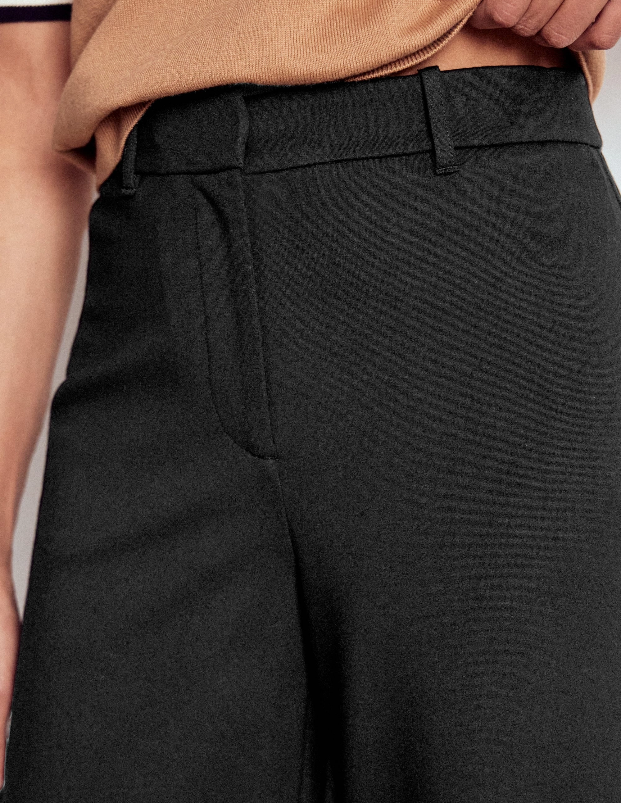 Belgravia Ponte Crop Trousers-BLACK No Gap Waist Construction
