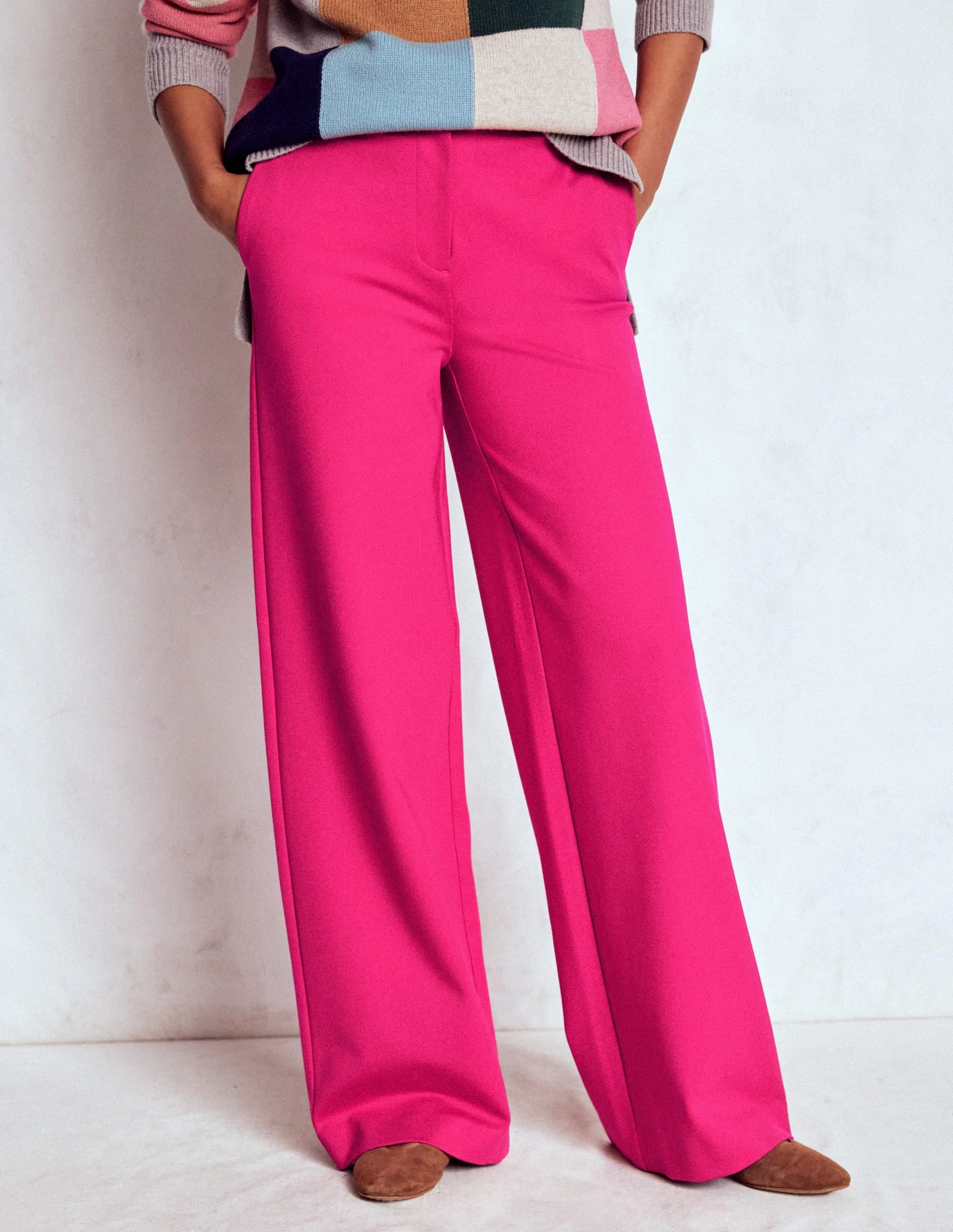 Belgravia Ponte Trousers-Vibrant Pink Non Slip Waist Grip