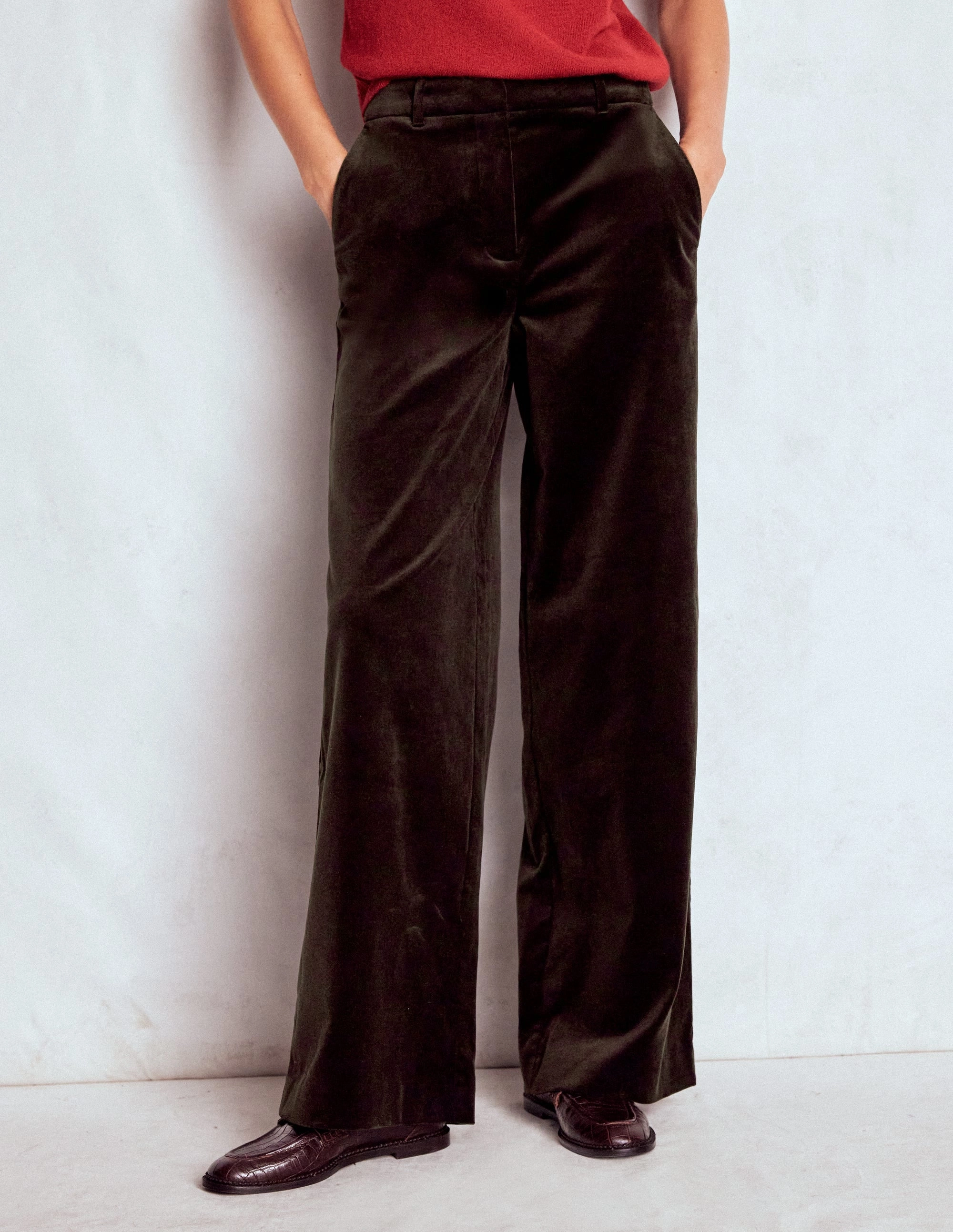 Belgravia Velvet Trousers-Espresso Anti Pilling Textile Multi Pocket System