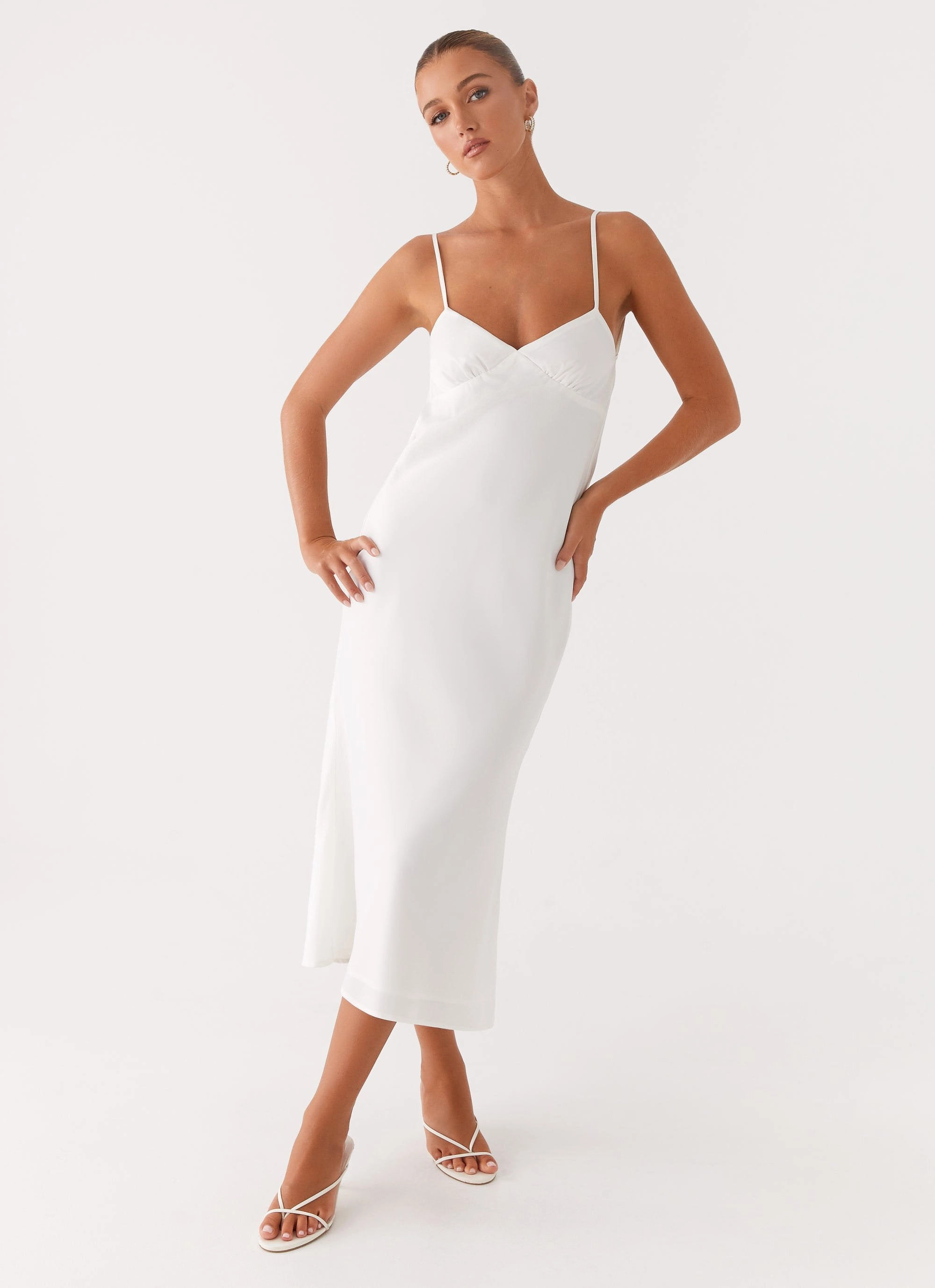 Bentley Midi Dress - White Lightweight Comfort