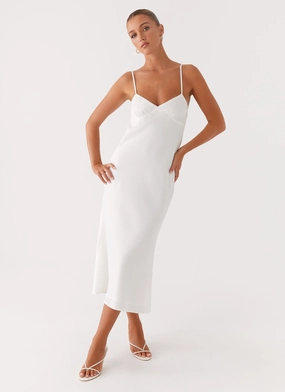 Bentley Midi Dress - White Lightweight Comfort