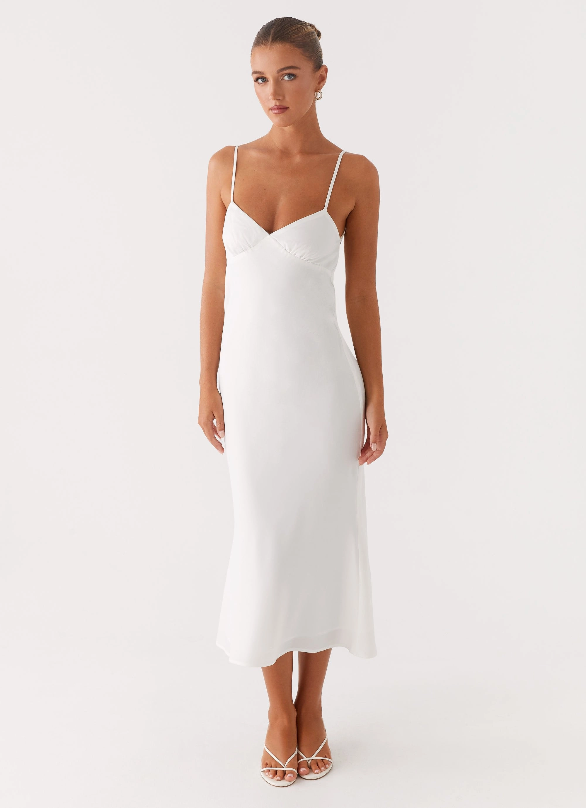 Bentley Midi Dress - White Rooftop-Event ContrastStitching