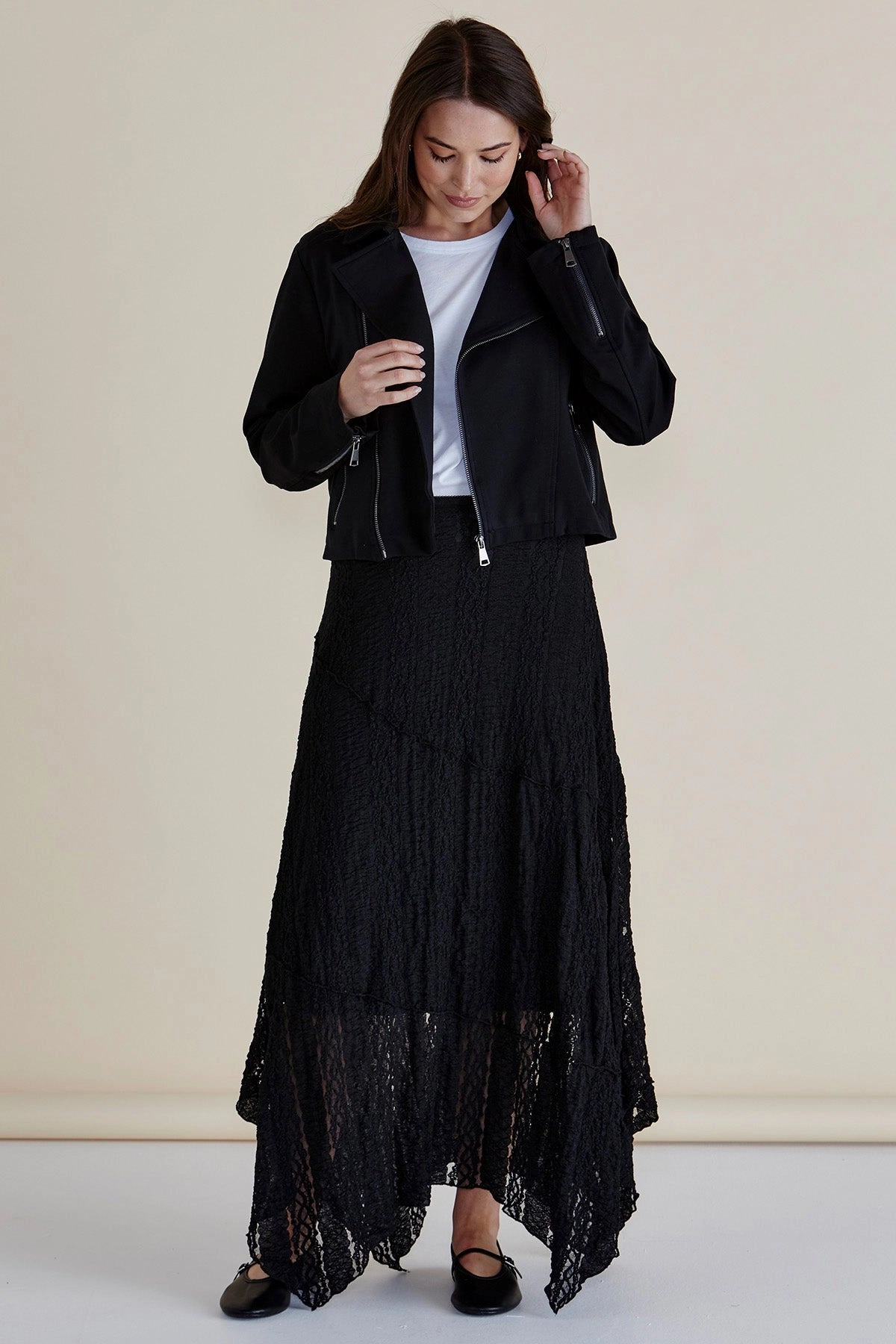 Betty Basics Aurora Ponte Biker Jacket Black Interchangeable Liners