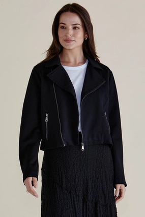 Betty Basics Aurora Ponte Biker Jacket Black Sleek Layers