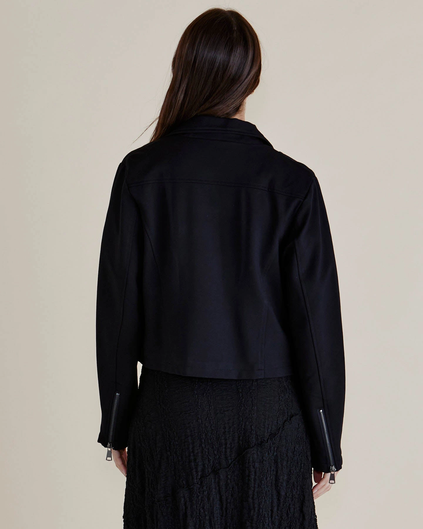 Betty Basics Aurora Ponte Biker Jacket Black WaterRepellentExterior FoldableStorageCapability