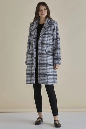 Betty Basics Wanda Coat Mono Chrome Fur Trim