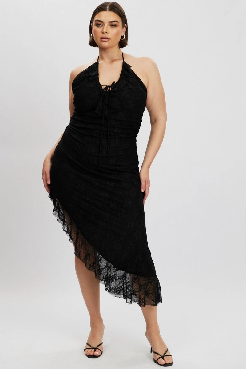 Gift-Worthy Black Asymmetric Lace Bodycon Dress