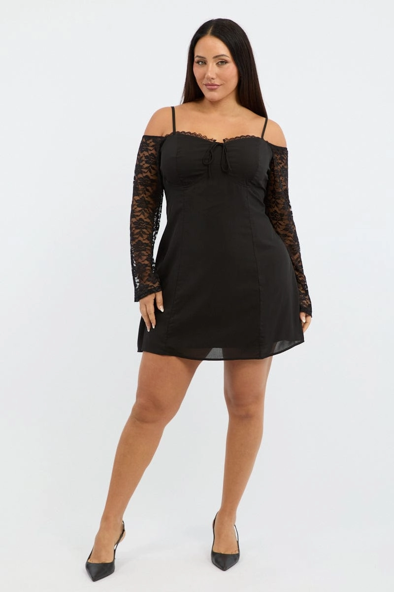 Black Lace Sleeve Minidress Timeless Piece