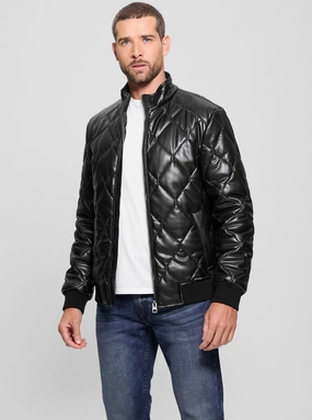 Black Quilted Leather Jacket Everyday apparel Anti Pill Technology