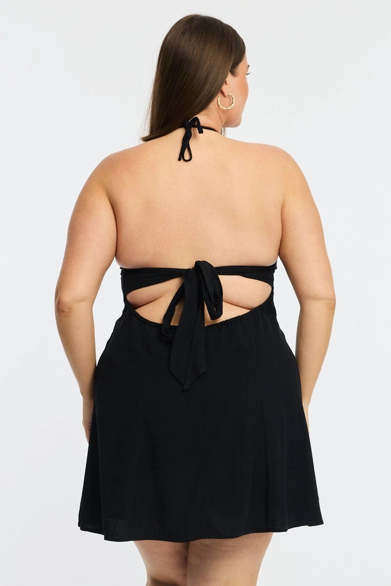 Black Skater Dress Halter Neck Art Event