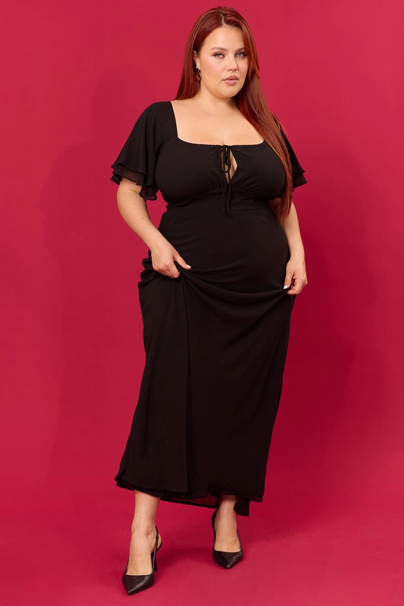 Black Sweetheart Neck Bias Maxi Dress Essential Layer