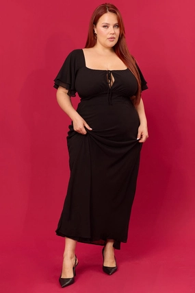 Black Sweetheart Neck Bias Maxi Dress Essential Layer