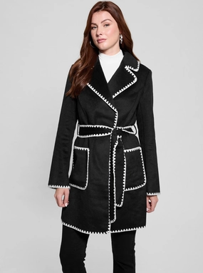 Black Victoire Wrap Belt Coat Stretch Fit Taped Seam Technology