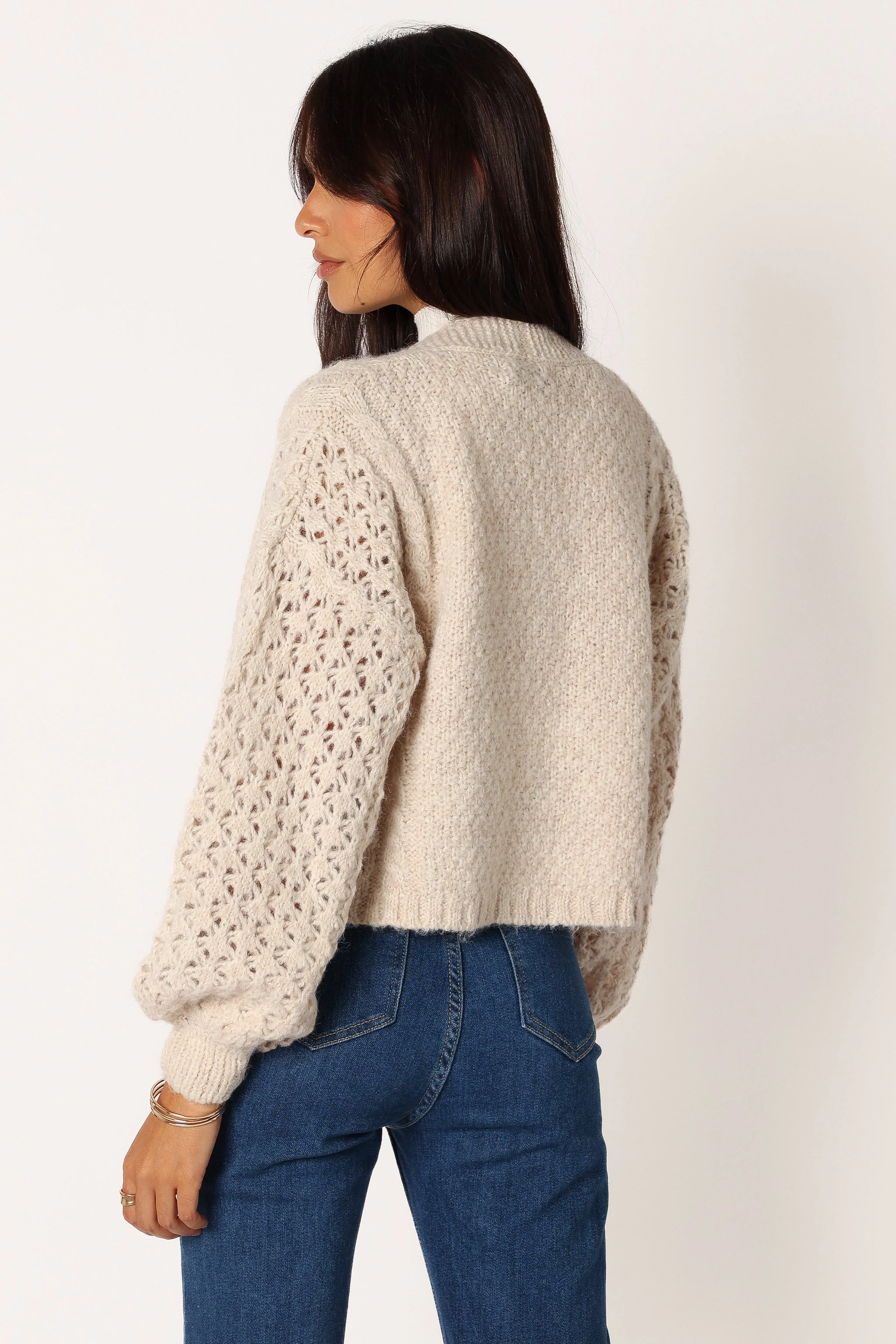 Blakey Cardigan - Cream LowMaintenance Fabric
