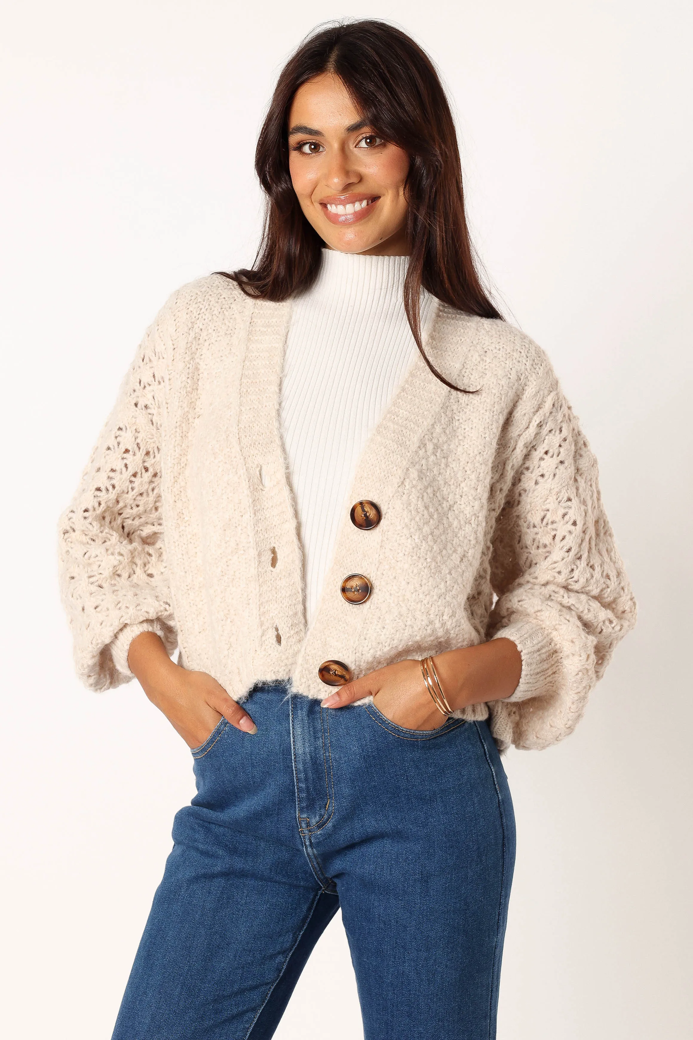 Blakey Cardigan - Cream Multi Look Lightweight Weave